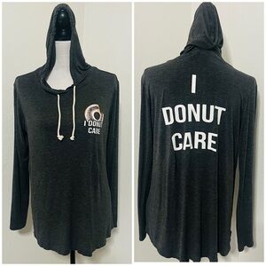 French Pastry Size XL Charcoal Graphic “I DONUT CARE” Hoodie Lightweight